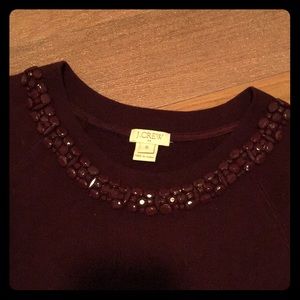 JCREW burgundy long sleeve with bedazzled neckline
